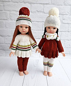 Осенняя одежда для куклы Paola Reina бордо с белым
